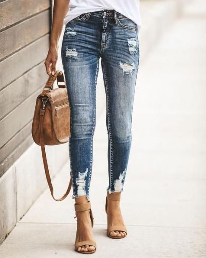 Ripped Denim Pants-huilingshop