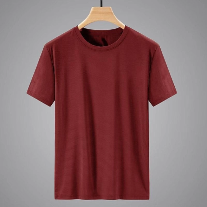 测试Unisex Round Neck Plain Microfiber Oversize T-Shirt - Red1111111
